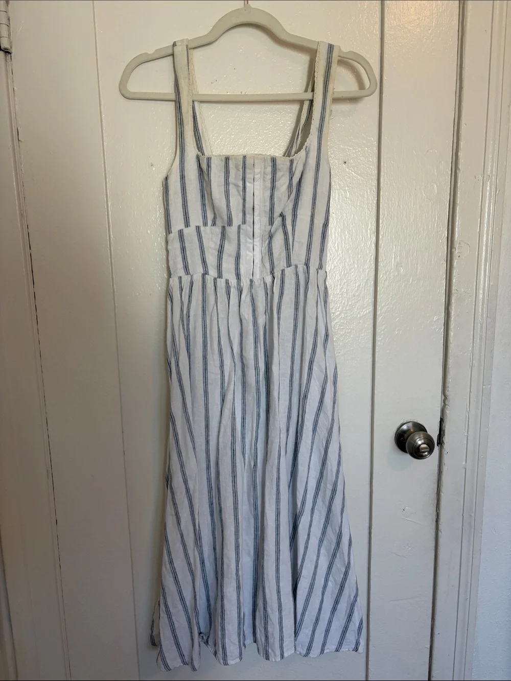 Reformation tagliatelle Blue & White Striped Midi Sundress linen size 2 - Picture 1 of 10